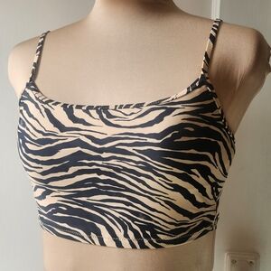 aerie Zebra Print Bikini Top in Black and Cream